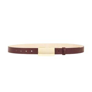 Heaven Mayhem Plate Belt in Gold & Burgundy Small Womens Leather Buckle